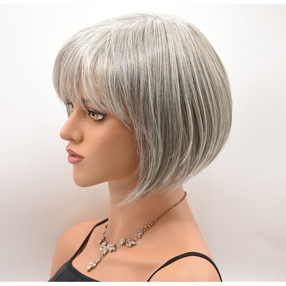TANDI Wig by Envy, Envyhair Human Hair/Synthetic Blend, Medium Grey, NEW main image 12